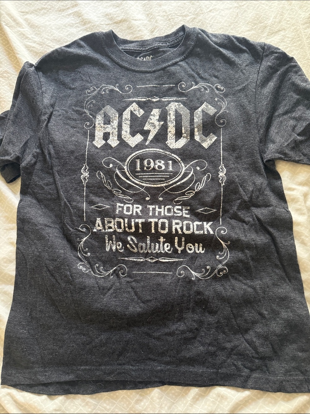 AC/DC Black Kids Short Sleeve Tee with White Graphic